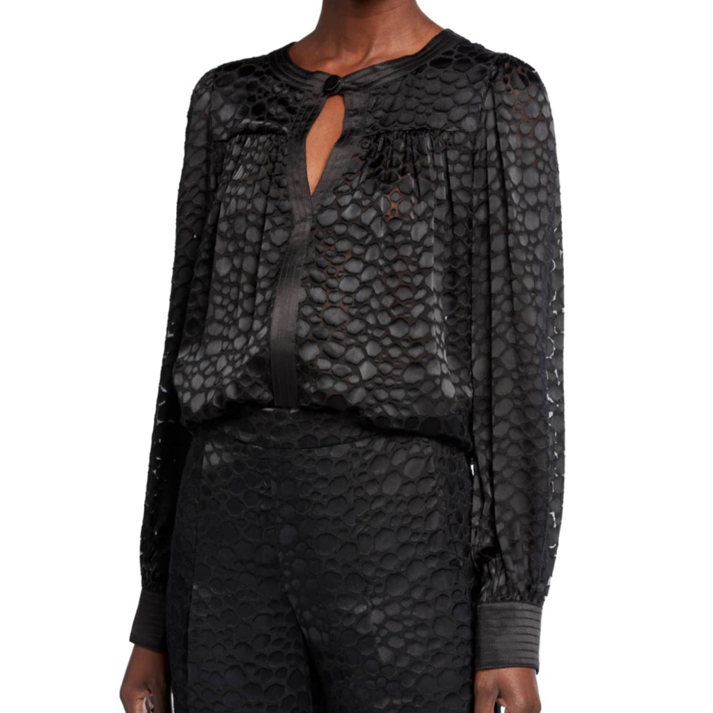 Alexis Rhida Black Semi Sheer Blouse Top S